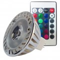 12V 3W 3-in-1 RGB MR16 LED Light Bulb - Color Changing LED Spotlight w/ IR Remote, Memory Function - GU5.3 Base 38 Degree Beam Angle